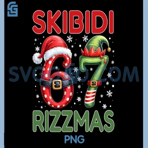 Skibidi Rizzmas 67 PNG, Christmas Six Seven PNG, Xmas Funny PNG