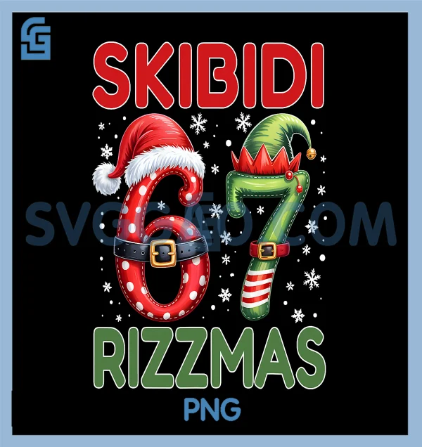 Skibidi Rizzmas 67 PNG, Christmas Six Seven PNG, Xmas Funny PNG – SVGGAO