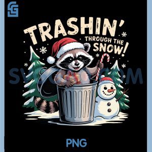 Trashin Through The Snow Christmas PNG, Funny Raccoon Holiday PNG