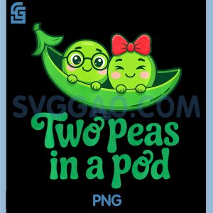 Two Peas in A Pod PNG, Cute Romantic Couple Matching Friendship PNG
