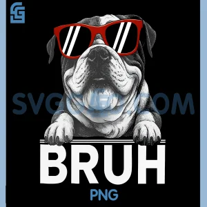 Vintage Retro Bruh PNG, Bulldog Meme PNG