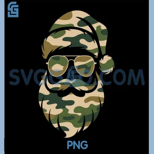 Vintage Santa Face PNG, Camouflage Christmas Xmas Camo PNG