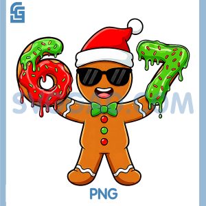 Gingerbread Six Seven 67 PNG, Meme 6 7 Funny Christmas PNG