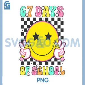 Groovy 67 Days of School PNG, Smile Face Teacher PNG