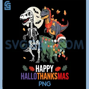 Hallothanksmas PNG, Halloween Thanksgiving Christmas Dinosaur PNG,