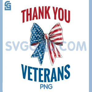 Patriotic USA Flag PNG, Coquette Bow PNG, Thank You Veterans PNG