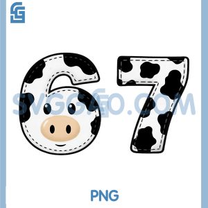 Six Seven 67 Cow Print PNG, Numbers 6 and 7 Animal Whisperer Farm PNG