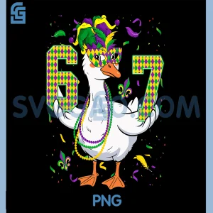 Six Seven 67 Meme PNG, Goose with Jester PNG, Hat & Beads Mardi Gras PNG