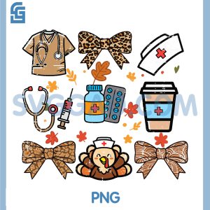 Thanksgiving Nurse PNG, Medical Tool Leopard PNG, Fall Scrub PNG