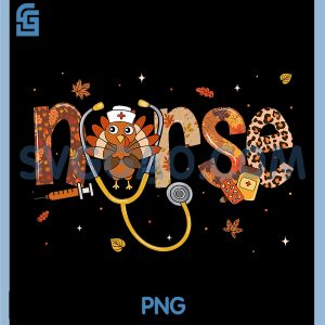 Turkey Fall Scrub PNG, Thanksgiving Nurse PNG