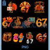 67 Meme Happy Thanksgiving PNG Bundle, Turkey Funny Six Seven Brainrot Bundle PNG
