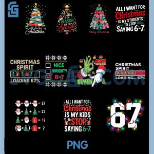 67 Meme Ugly Christmas PNG Bundle, Brainrot Nice Naughty 6-7 Bundle PNG