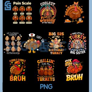 All Turkeys Communicate Differently PNG Bundle, Thanksgiving AW Bundle PNG