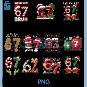Funny 67 Meme Six Seven PNG Bundle, 6 7 Matching Christmas 67 Bundle PNG