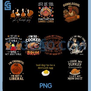 Funny Thanksgiving PNG Bundle, Cooked Bruh Thanksgiving Bundle PNG