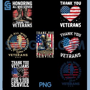 Honoring All Who Served PNG Bundle, Thank You Veterans Day Bundle PNG