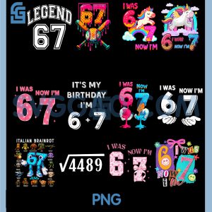I was 6 Now Im 7 Year Old PNG Bundle, Birthday Girls Coquette 67 Meme Bundle PNG