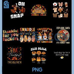 Im Just Here For The Dinner PNG Bundle, Rolls Cinnamon Thanksgiving Bundle PNG