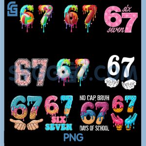 Funny Meme 67 PNG Bundle, Number Six 6 Seven 7 PNG Bundle, Ice Cream Drips Golf Bundle