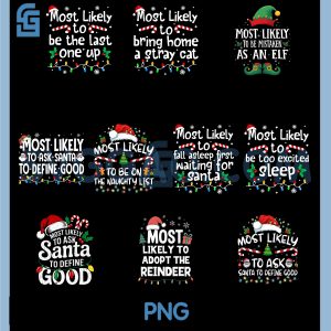 Most Likely to Bring Home A Stray PNG Bundle, Cat Christmas Matching Bundle PNG