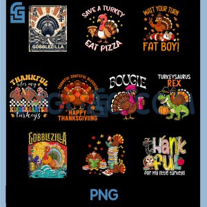Thankful for My Kindergarten PNG Bundle, Turkeys Thanksgiving Teacher Bundle PNG