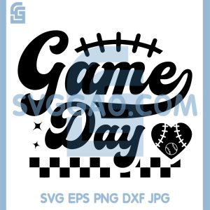 Game Day Football Mood SVG, Checker Heart Sports Design Theme SVG