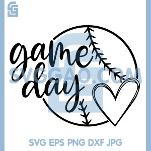 Baseball Game Day Heart SVG, Cute Softball Love Design SVG