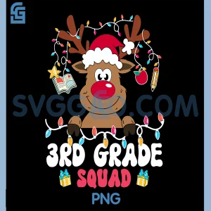 3rd Grade Squad PNG, Reindeer Christmas PNG, Third Grade Teacher Xmas PNG