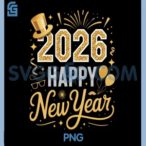 Sparkling 2026 Happy New Year Celebration PNG, Golden Festive Party Art PNG