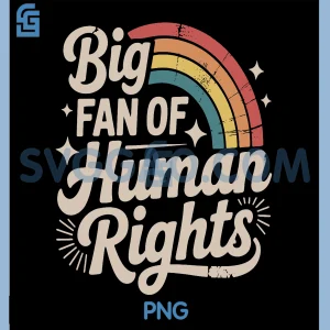 Big Fan of Human Rights PNG, Retro Rainbow PNG