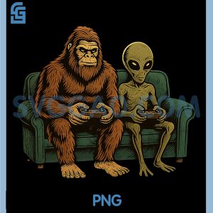 Bigfoot Alien Video Games PNG, Gaming Sasquatch PNG