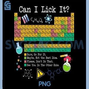 Can I Lick It PNG, Funny Periodic Table of Elements Science PNG