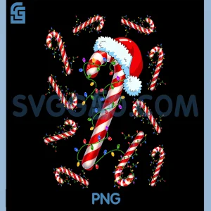 Candy Cane Santa PNG, Christmas Red and White PNG, Funny Xmas Lights PNG