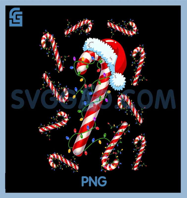 Candy Cane Santa PNG, Christmas Red And White PNG, Funny Xmas Lights PNG