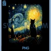 Cat Starry Night Van Gogh PNG, Cat Lover PNG
