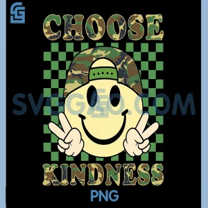 Choose Kindness PNG, Retro Camo Be Kind Inspirational PNG