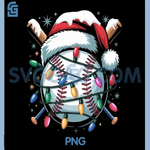 Christmas Baseball PNG, Santa Hat PNG, Xmas Baseball PNG