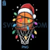 Christmas Basketball Santa Hat PNG, Xmas Light Basketball Lover PNG