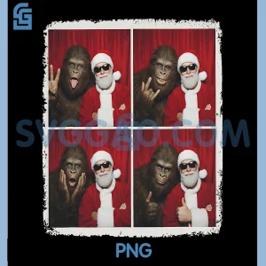 Christmas Bigfoot PNG, Santa Claus Selfie Xmas PNG, Top Photo Booth PNG