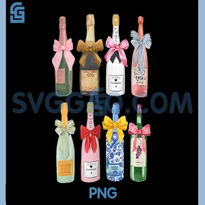 Christmas Champagne PNG, Cool Glass Coquette Bottle PNG