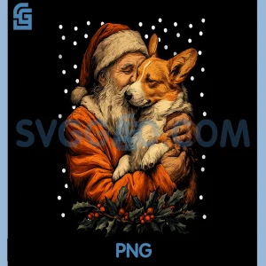 Christmas Corgi Dog with Santa PNG, Claus Winter Season Pet Owner PNG
