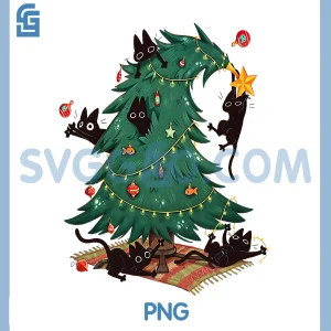 Christmas Tree and Cat PNG, Cute Christmas PNG, Cat Lover PNG