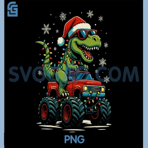 Riding Monster Truck PNG, Dinosaur Holiday Humor PNG