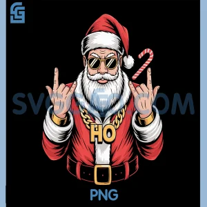 Santa Ho Ho Chain PNG, Retro Xmas Rebel Santa PNG