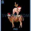 Country Farm Cow Pig Chicken PNG, Stacked Santa PNG, Christmas Lights PNG