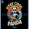 Cute Panda Bear Cool PNG, Surfing Panda Lover PNG, Retro Panda PNG