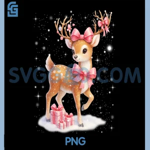 Cute Rudolph PNG, Pink Coquette Christmas Xmas PNG