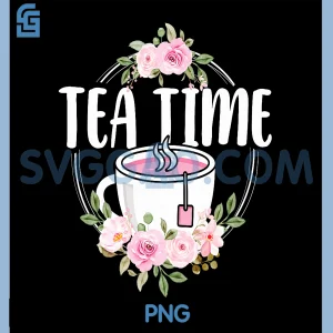 Cute Tea Time PNG, Flower Teacup Tea Lover PNG