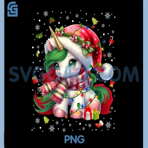 Cute Unicorrn PNG, Santa Hat Christmas PNG