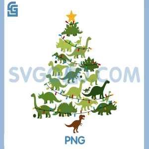 Dinosaurs Christmas Tree PNG, Merry Dinomas Xmas Holiday PNG